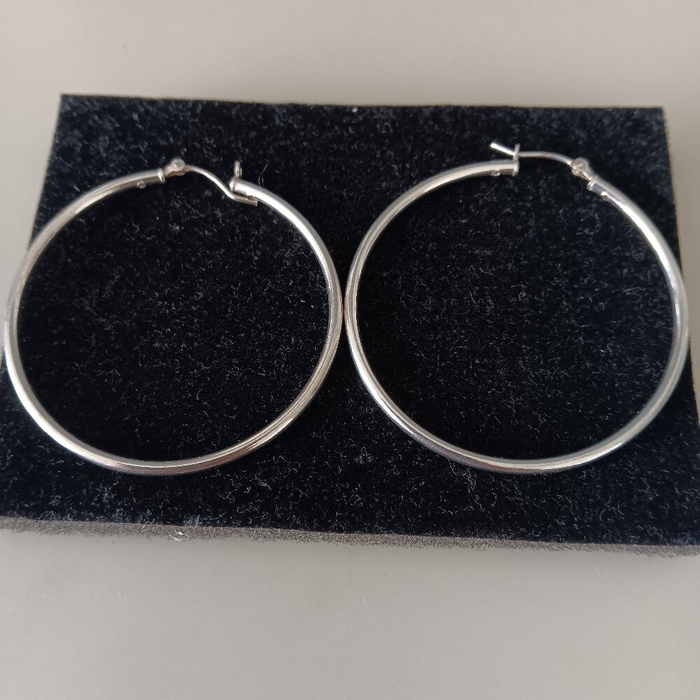 Sterling Silver Large Plain Hoops
